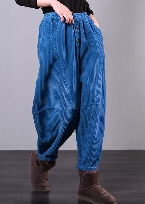 Modern Red Women Pants Oversize Fall Corduroy Pockets Cotton Casual Pants