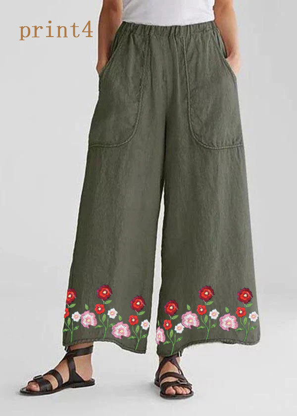 Cotton Linen Loose Wide Leg Casual Pants