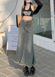 2024 New Blue High Waist Fishtail Denim Skirt