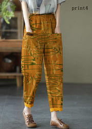 Loose Yellow Loose Casual Summer Pockets Pants