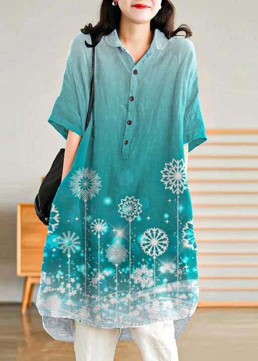 Jade Green Linen Women Casual Linen Shirt Dress