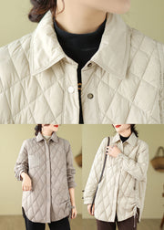 Apricot Peter Pan Collar Button Parkas Long Sleeve