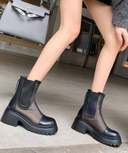 Apricot Stylish Hollow Out Breathable Tulle Splicing Chunky Boots