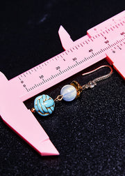 Art Blue Sphericity Metal National Style Drop Earrings