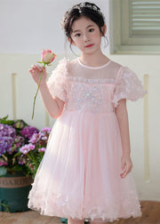 Art Grass Green Butterfly Hollow Out Tulle Kids Girls Dress Summer