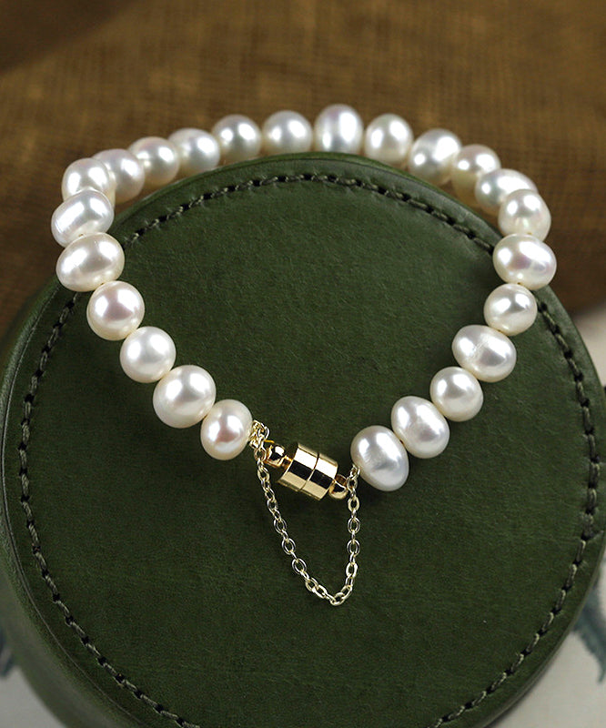 Art White Copper Overgild Pearl Chain Bracelet