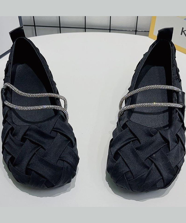 Beautiful Black Wrinkled Comfy Flat Shoes