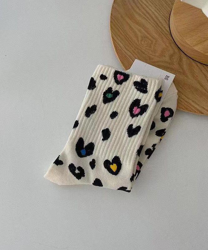 Beautiful Leopard Jacquard Warm Cotton Mid Calf Socks