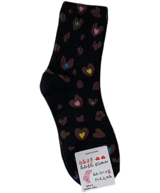 Beautiful Leopard Jacquard Warm Cotton Mid Calf Socks