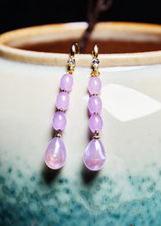 Beautiful Light Purple Droplet Shape Crystal Drop Earrings