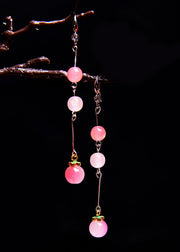 Beautiful Pink Beads Acrylic Tassels Drop Earrings