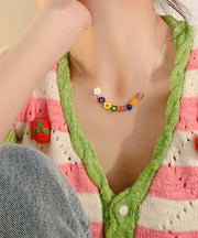 Beautiful Rainbow Overgild Floral Coloured Glaze Beading Necklace