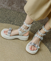 Black Buckle Strap Splicing Platform Roman Sandals Peep Toe