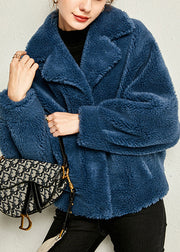 Blue Pockets Cozy Faux Fur Jackets Winter