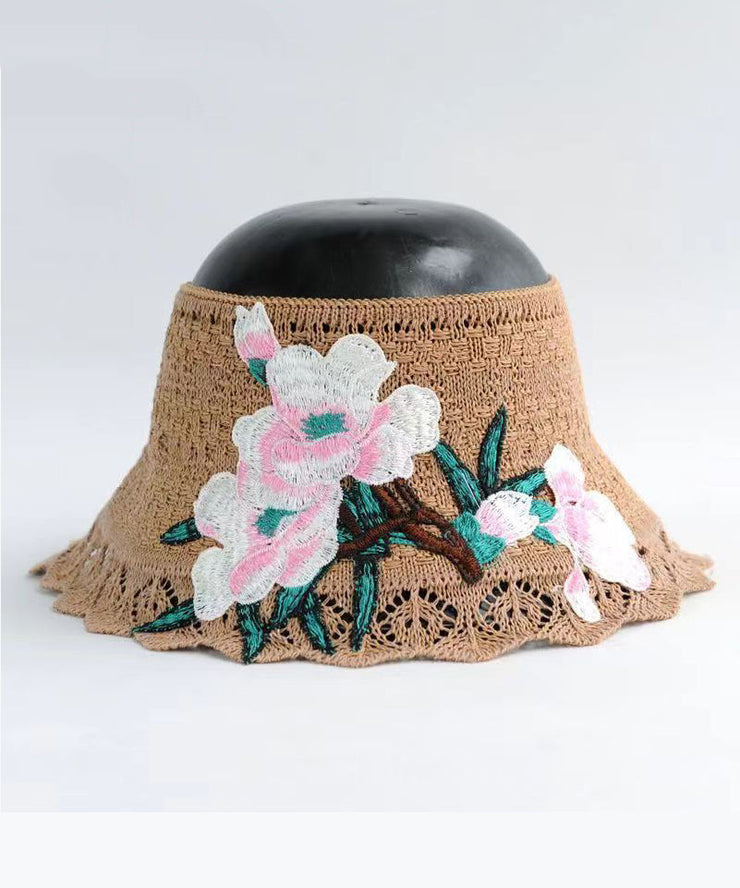 Boho Black Embroidery Hollow Out Beach Sun Hat