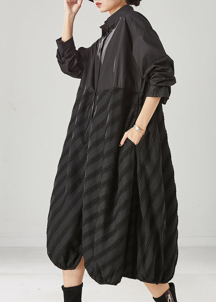 Boho Black Oversized Patchwork Cotton Party Dress Spring