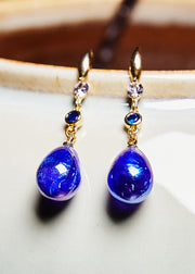 Boho Peacock Blue Water Droplet Gem Stone Drop Earrings