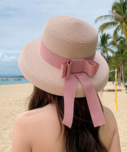 Boutique Black Bow Straw Woven Beach Sun Hat