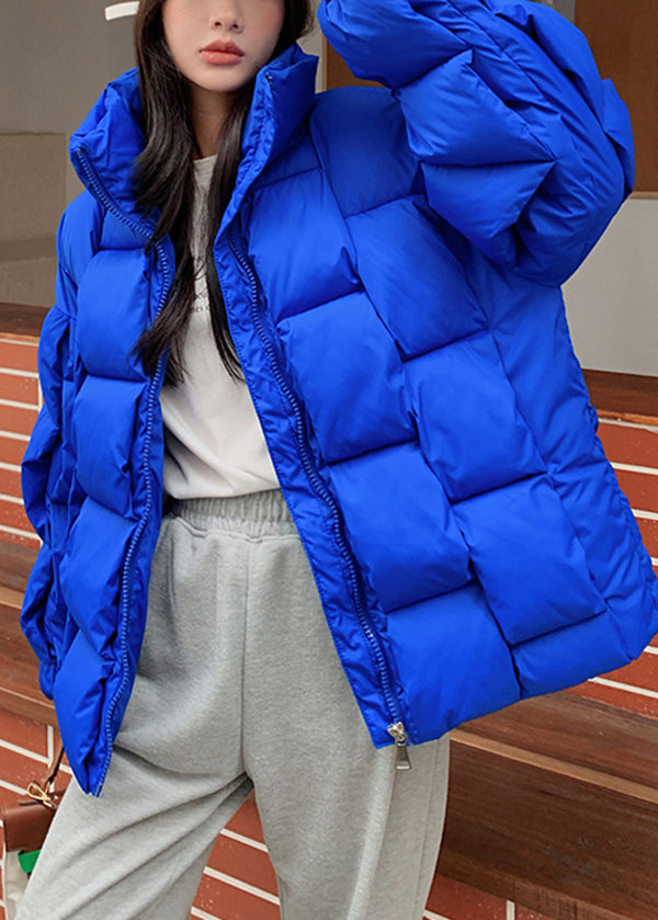 Boutique Blue Oversized Pockets Fine Cotton Filled Puffer Jacket Winter