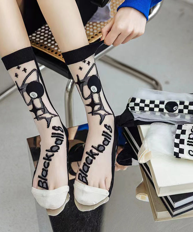 Boutique Jacquard Patchwork Sheer Mesh Crew Socks