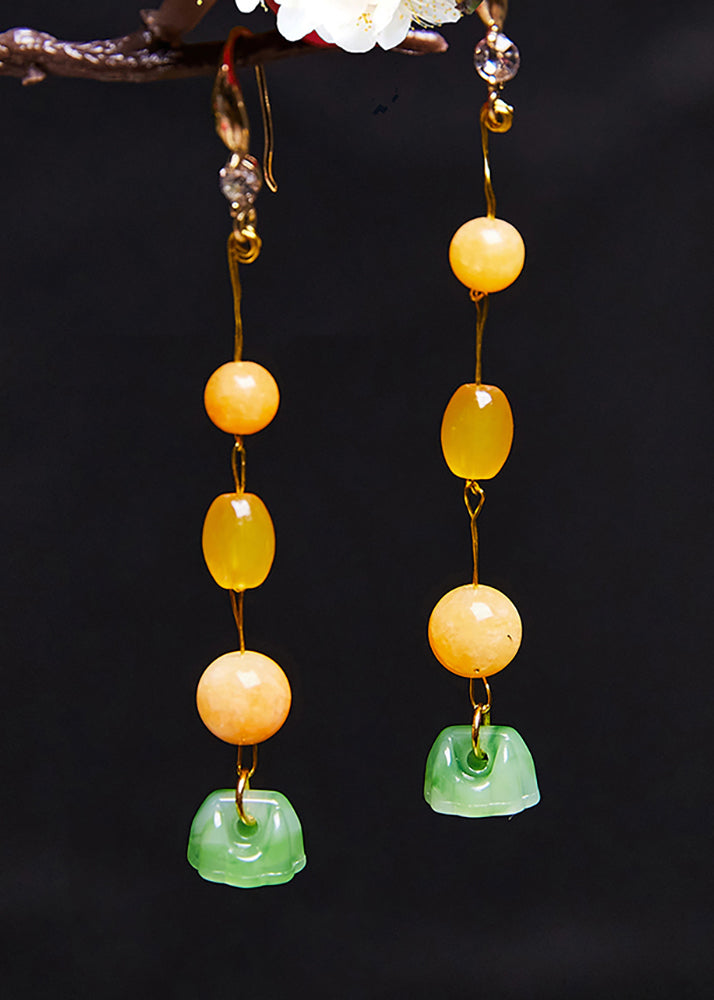 Boutique Jade Patchwork Beeswax Drop Earrings