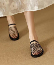 Breathable Mesh Hollow Out Fashion Black Slide Sandals