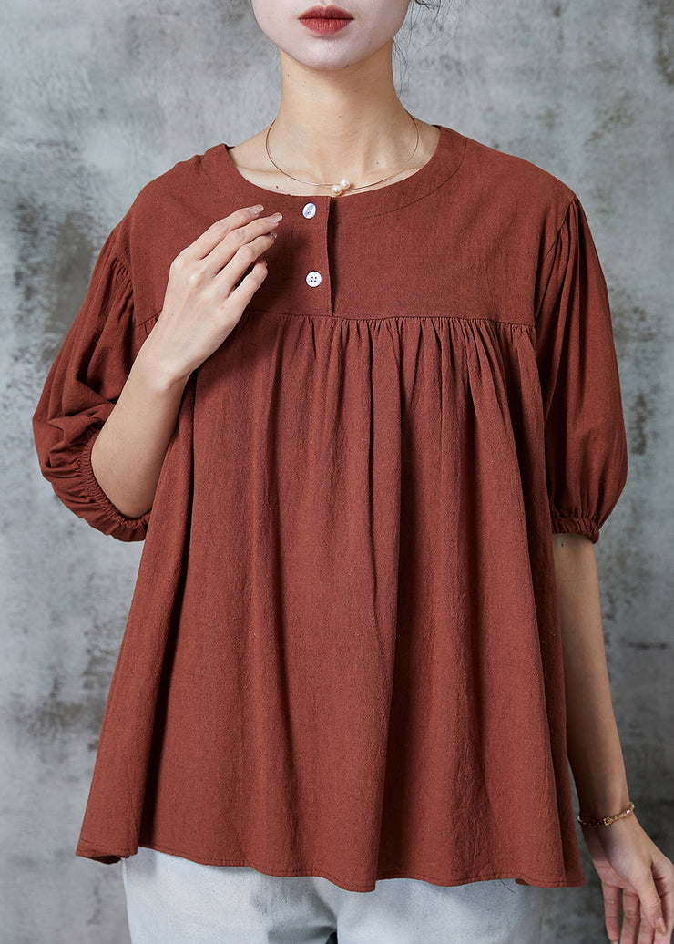 Caramel Cotton Shirt Tops Oversized Summer