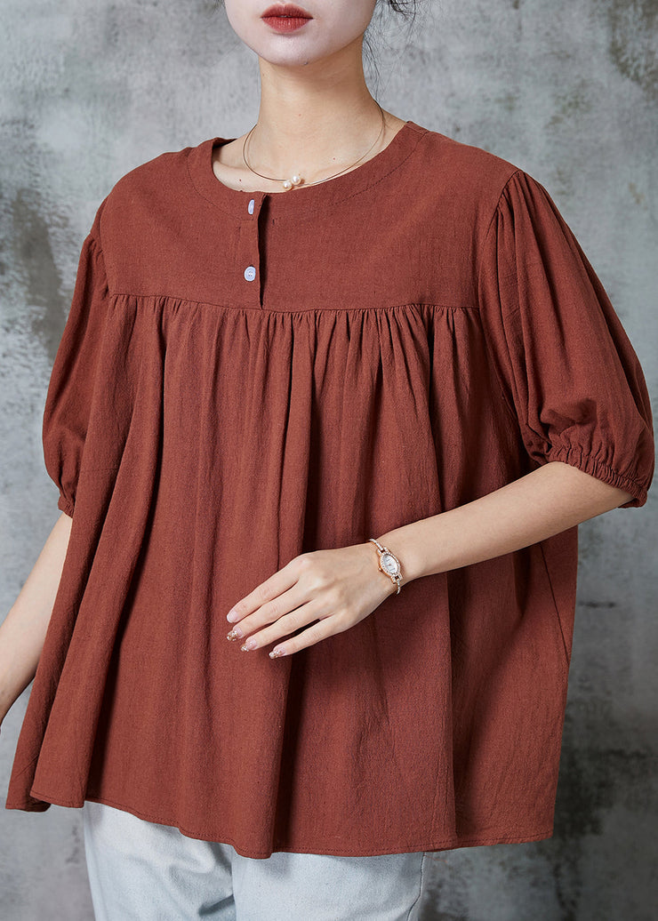 Caramel Cotton Shirt Tops Oversized Summer