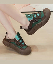 Casual Green Cross Strap Platform Flat Shoes