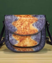 Casual Multicolour Orange Tie Dye Calf Leather Satchel Handbag