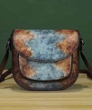 Casual Multicolour Orange Tie Dye Calf Leather Satchel Handbag