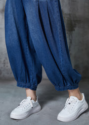 Casual Navy Oversized Pockets Denim Harem Pants Summer