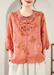 Casual Orange Patchwork Low High Design Shirt Summer