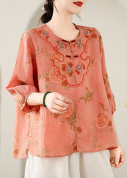 Casual Orange Patchwork Low High Design Shirt Summer