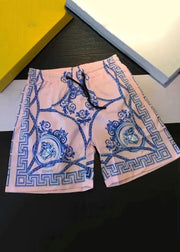 Casual Pink Print High Waist Cotton Summer Mens Shorts