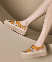 Casual Zircon Splicing Hollow Out Platform Walking Sandals Yellow