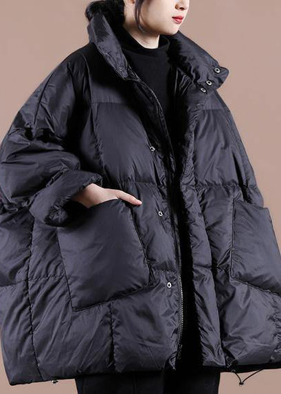 Casual plus size clothing womens parka Jackets black stand collar Large pockets down coat winter