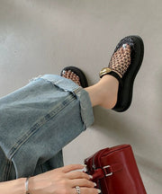 Chic Black Hollow Out Breathable Mesh Platform Slide Sandals