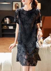 Chic Black Hollow Out Side Open Chiffon Long Dresses Summer