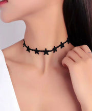 Chic Black Love Fabric Art Zircon Choker