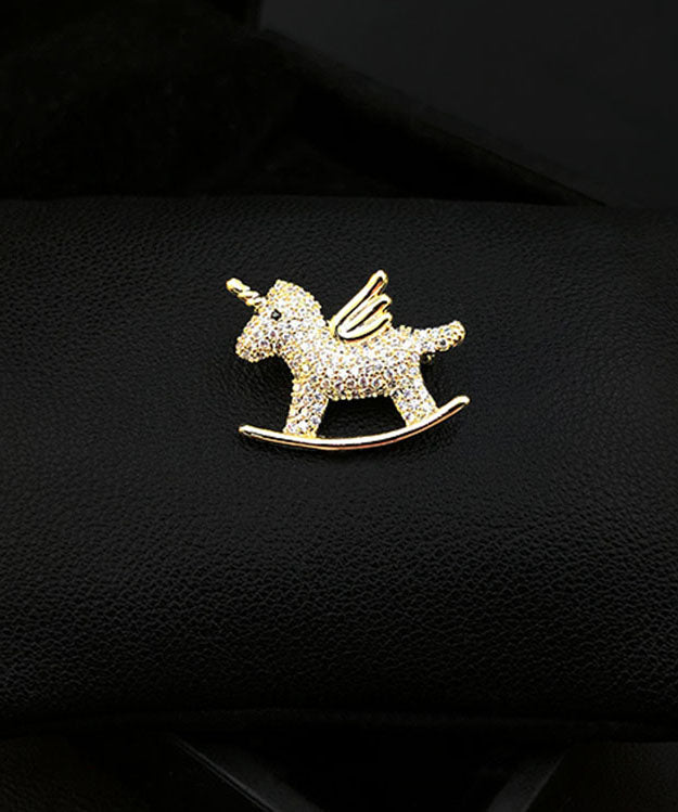 Chic Gold Zircon Unicorn Brooches