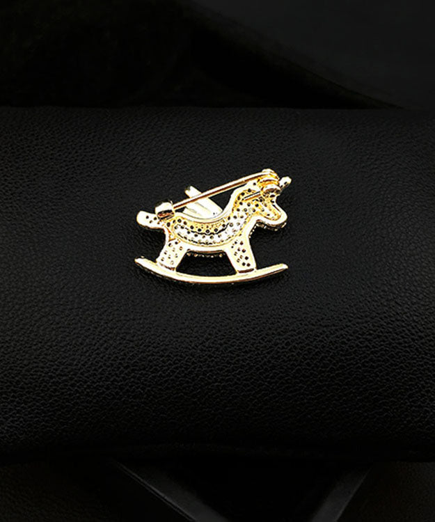 Chic Gold Zircon Unicorn Brooches