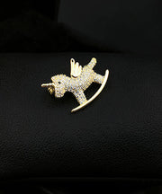 Chic Gold Zircon Unicorn Brooches