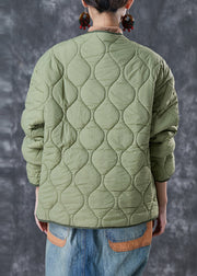 Chic Light Green Thick Patchwork Warm Fleece Jacket Winter