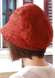 Chic Orange Embroidery Floral Lace Bucket Hat