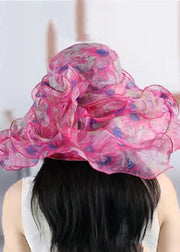 Chic Pink Print Organza Floppy Sun Hat