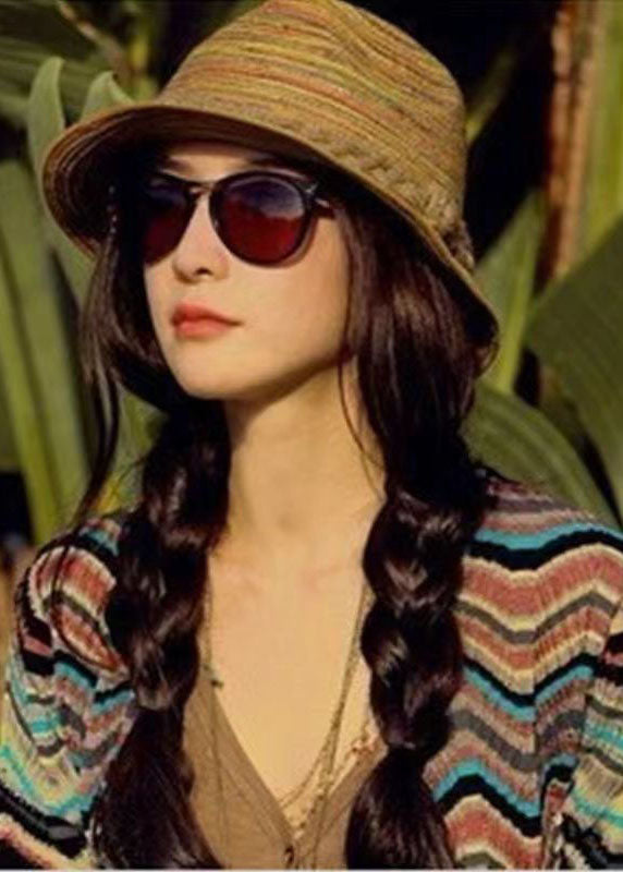 Chic Rainbow Hand WovenFoldable Floppy Sun Hat