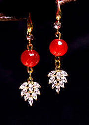 Chic Red Gem Stone Zircon Drop Earrings