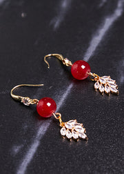 Chic Red Gem Stone Zircon Drop Earrings