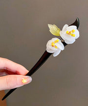 Chinese Style Yellow Wooden Floral Hairpin